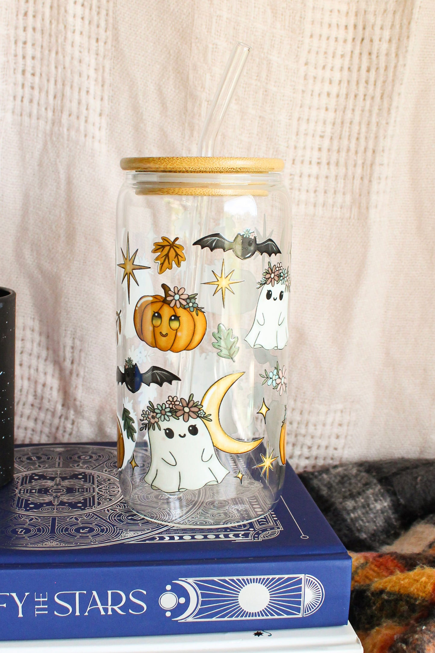 Floral Ghost Glass Cup