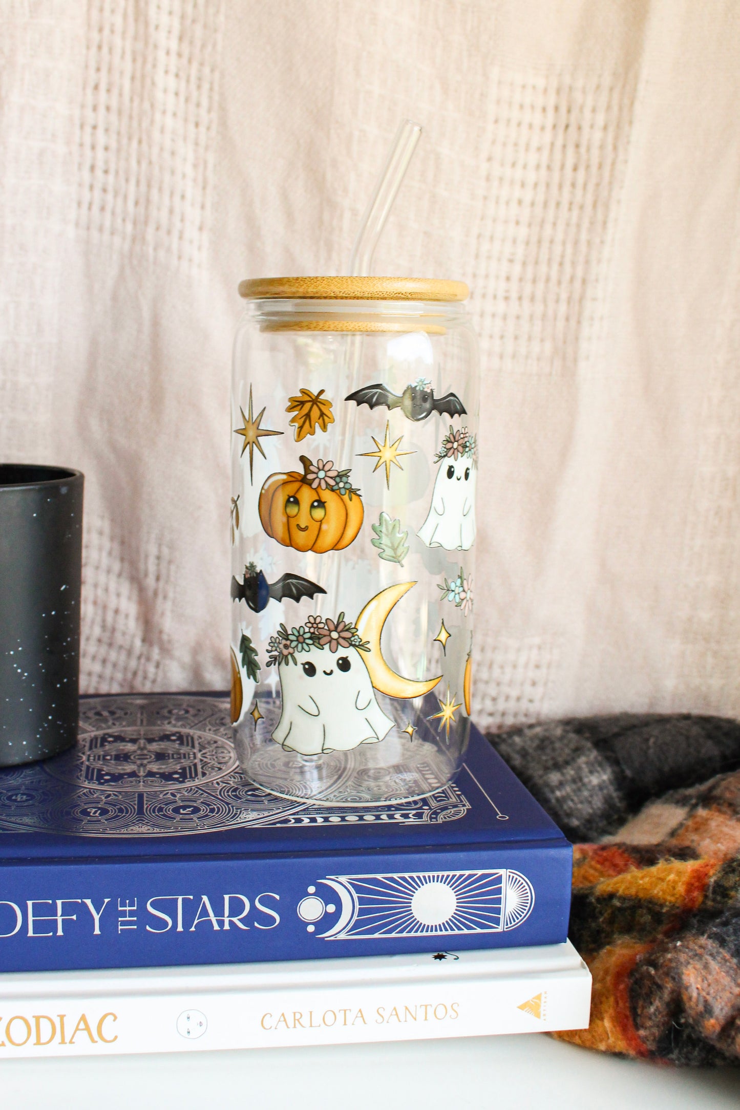 Floral Ghost Glass Cup