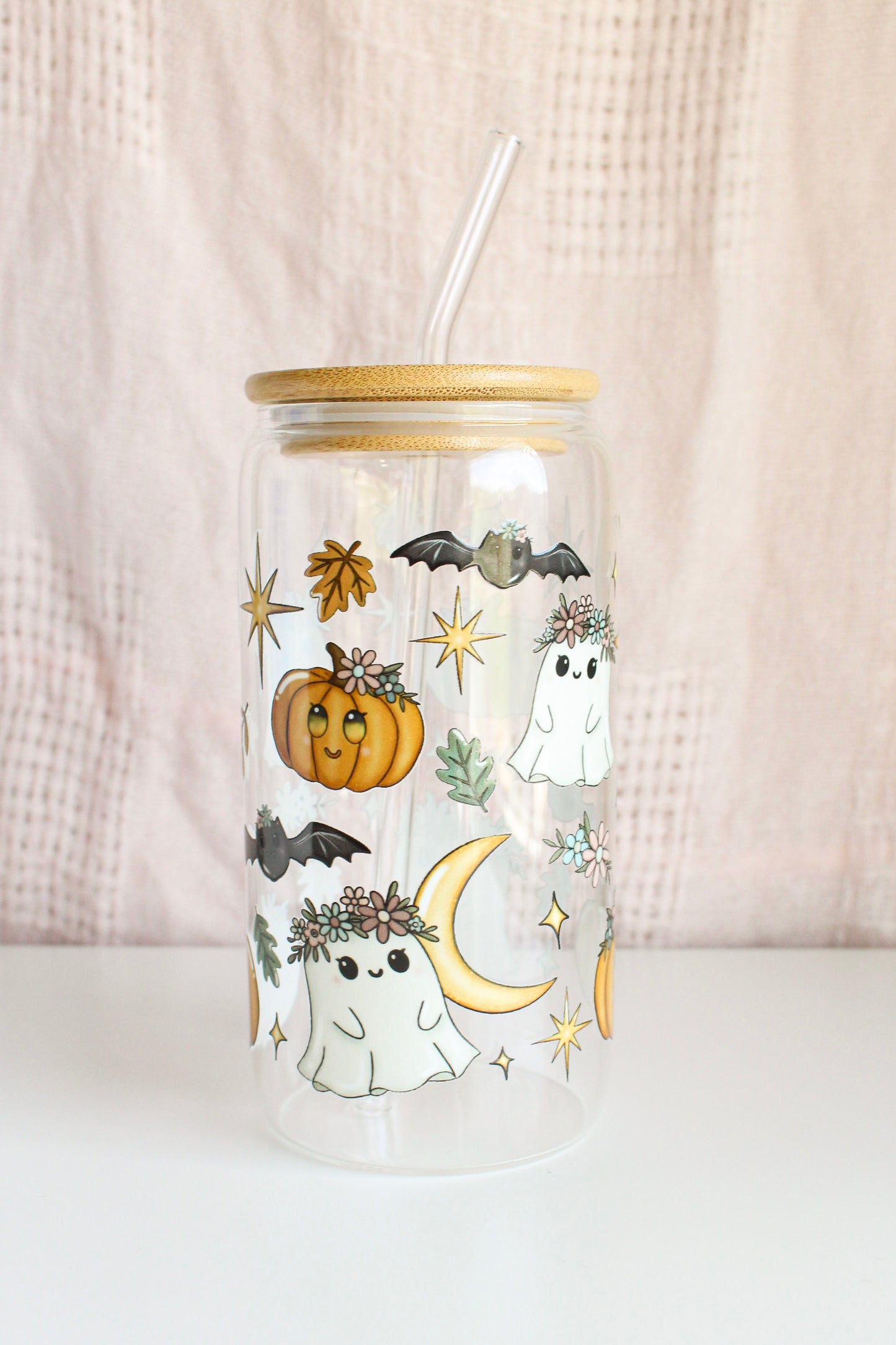 Floral Ghost Glass Cup