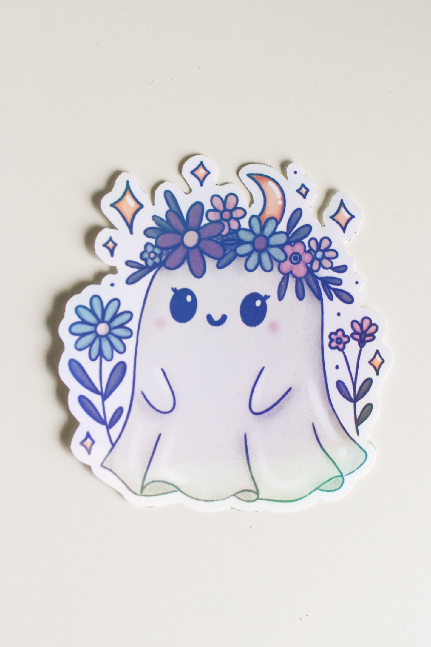 Moonlit Floral Ghost Sticker