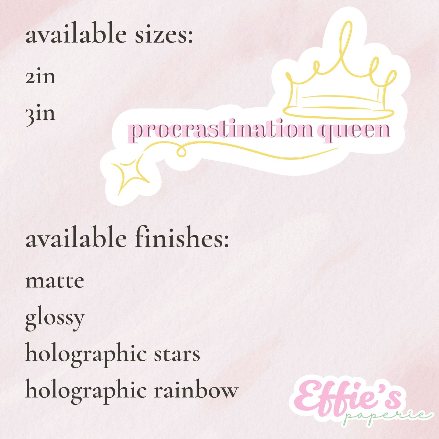 Procrastination Queen Sticker