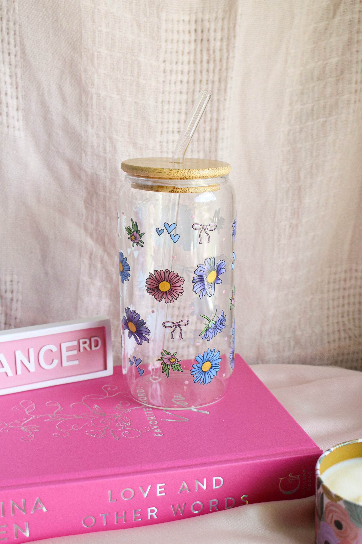 Whimsical Daisy Glass Cup