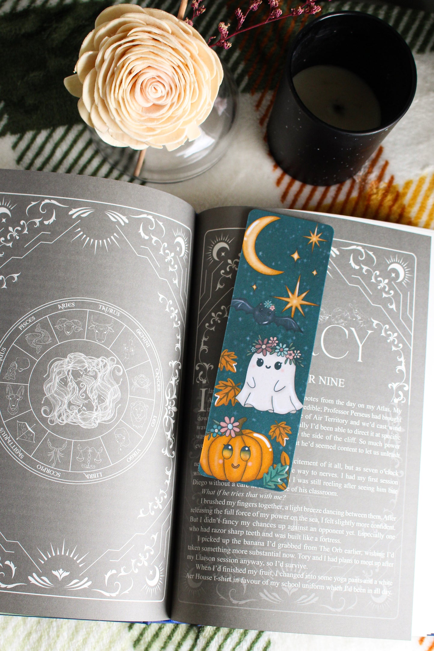 Whimsical Ghost & Pumpkin Bookmark