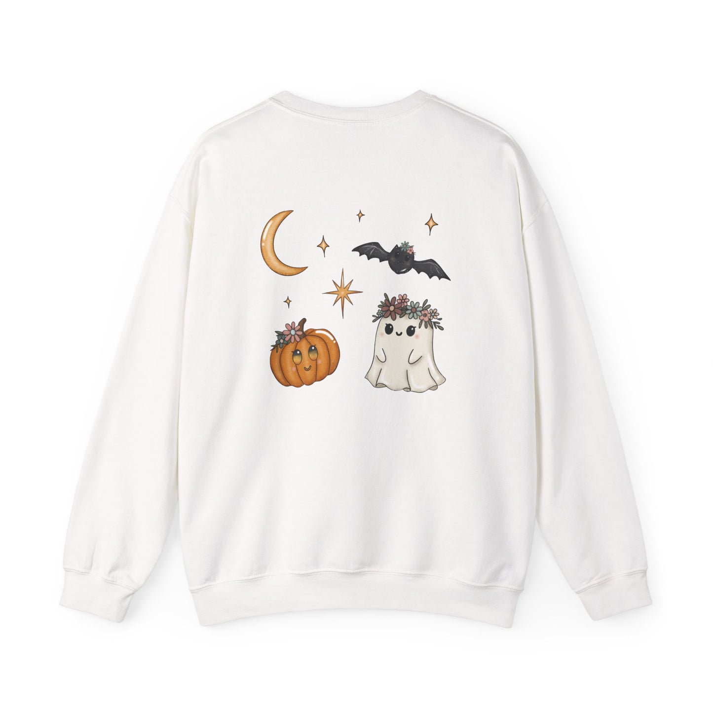 Whimsical Ghost & Pumpkin Crewneck Sweatshirt