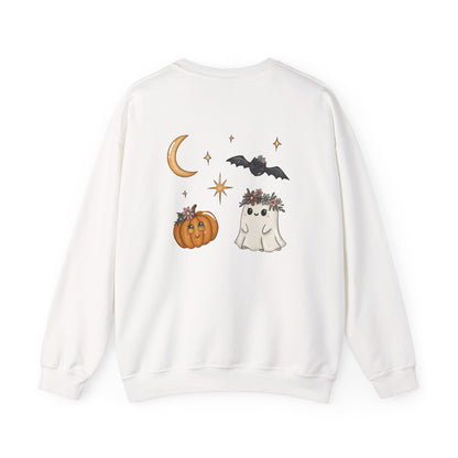 Whimsical Ghost & Pumpkin Crewneck Sweatshirt
