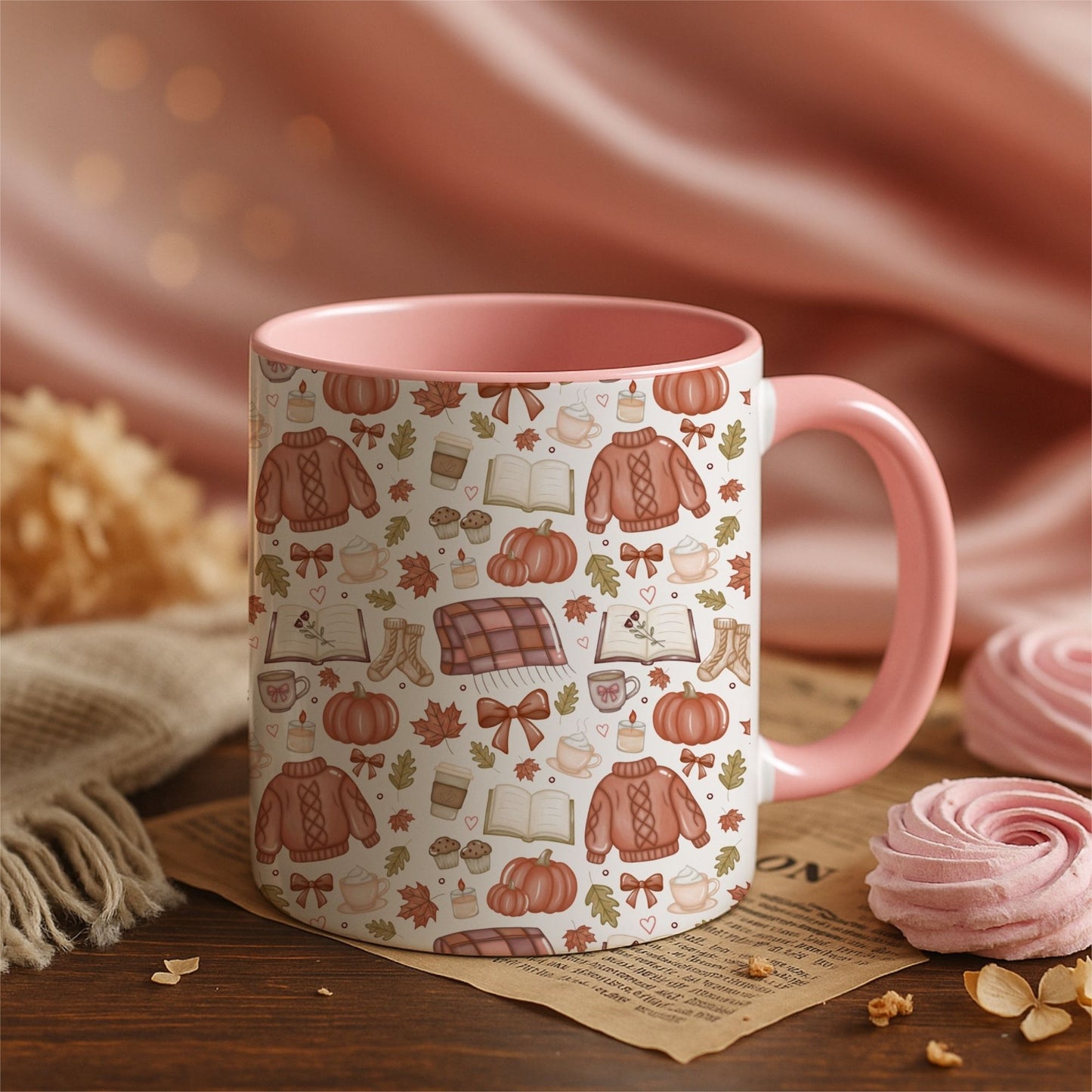 Cozy Fall Sweater Pattern Mug