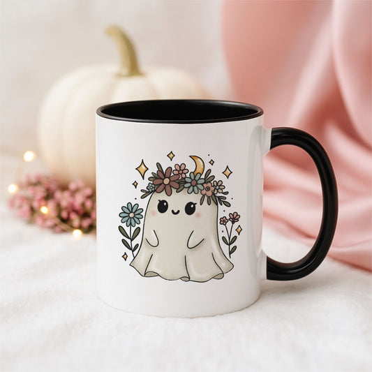 Whimsical Floral Ghost Mug