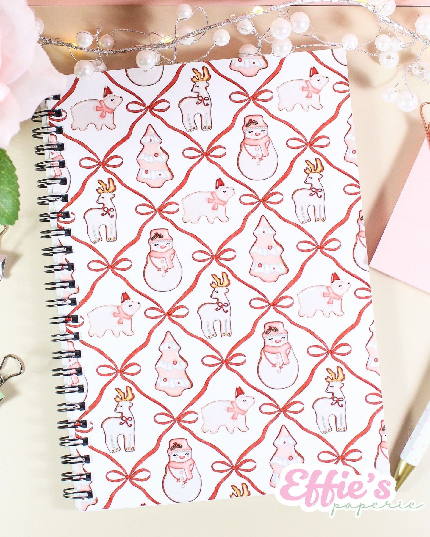 Whimsical Christmas Cookie Spiral Notebook