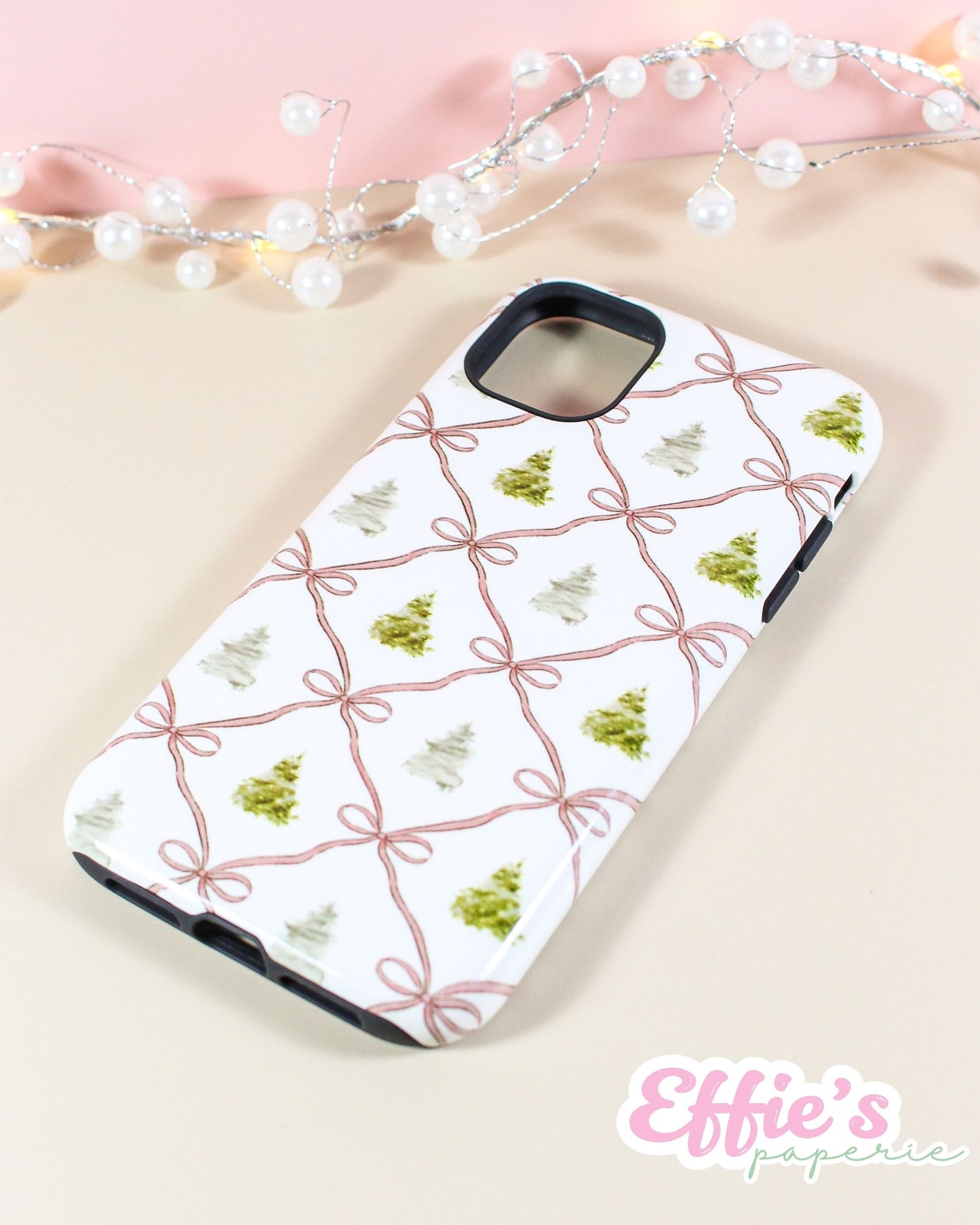Watercolor Christmas Tree & Ribbon IPhone Case