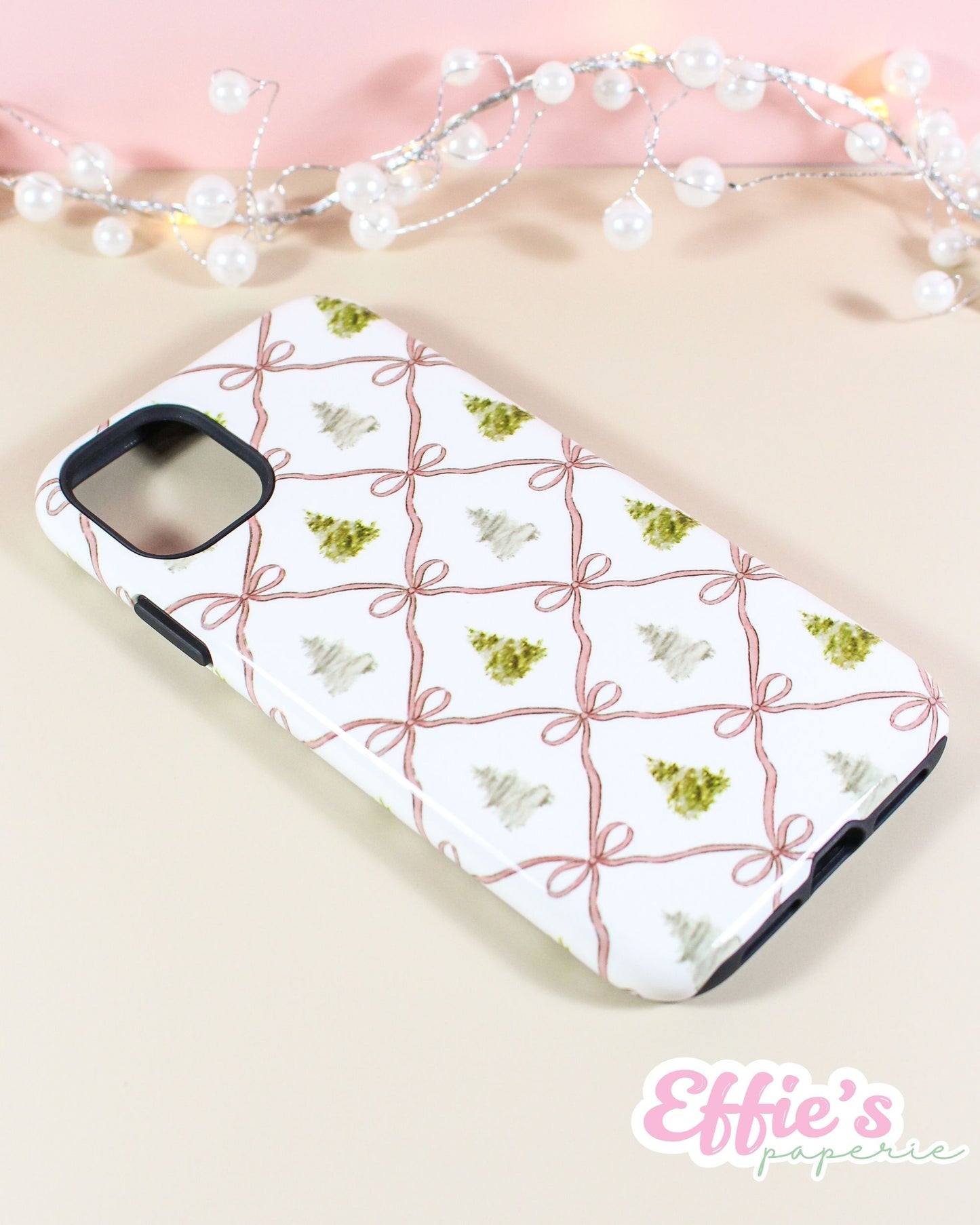Watercolor Christmas Tree & Ribbon IPhone Case