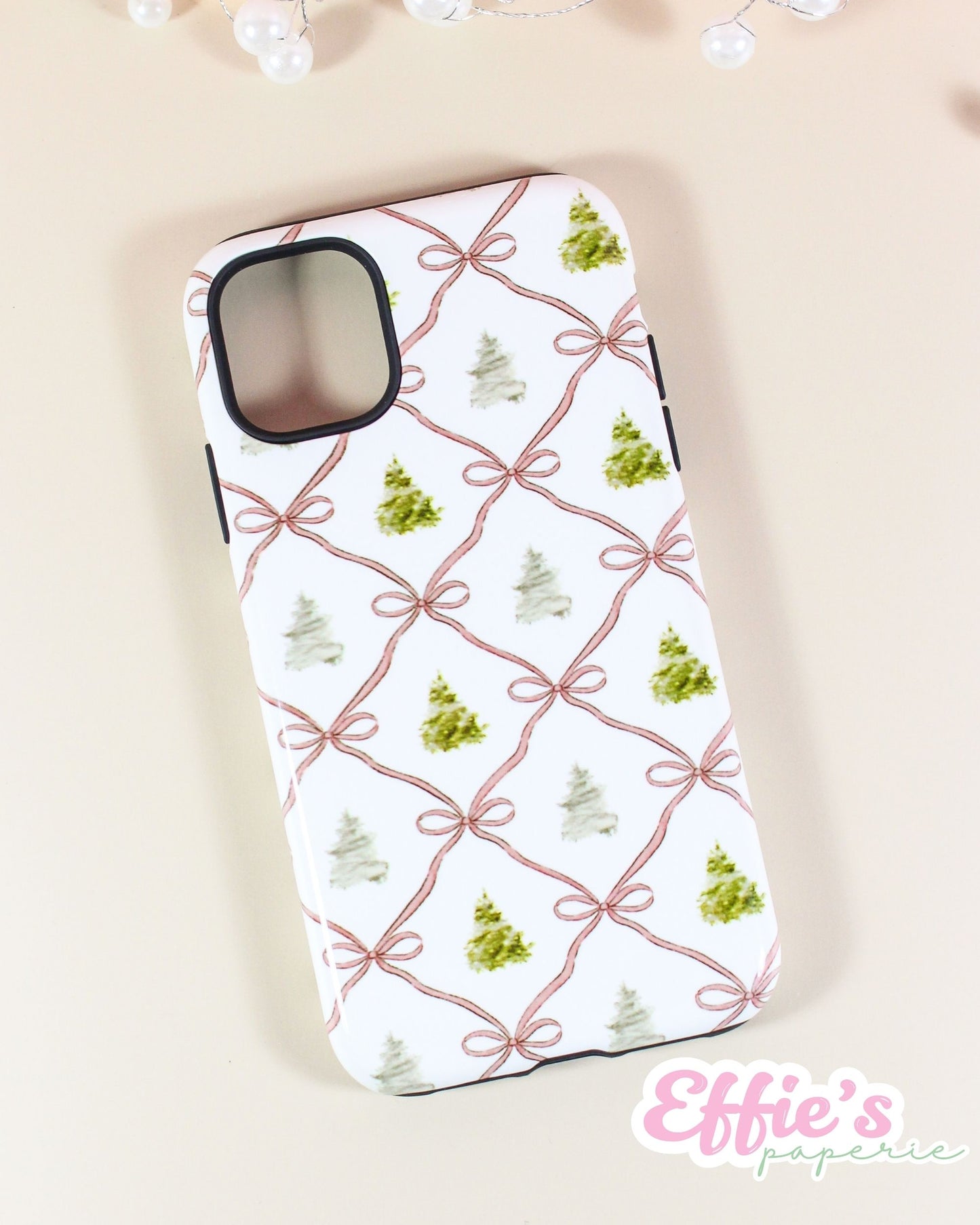 Watercolor Christmas Tree & Ribbon IPhone Case