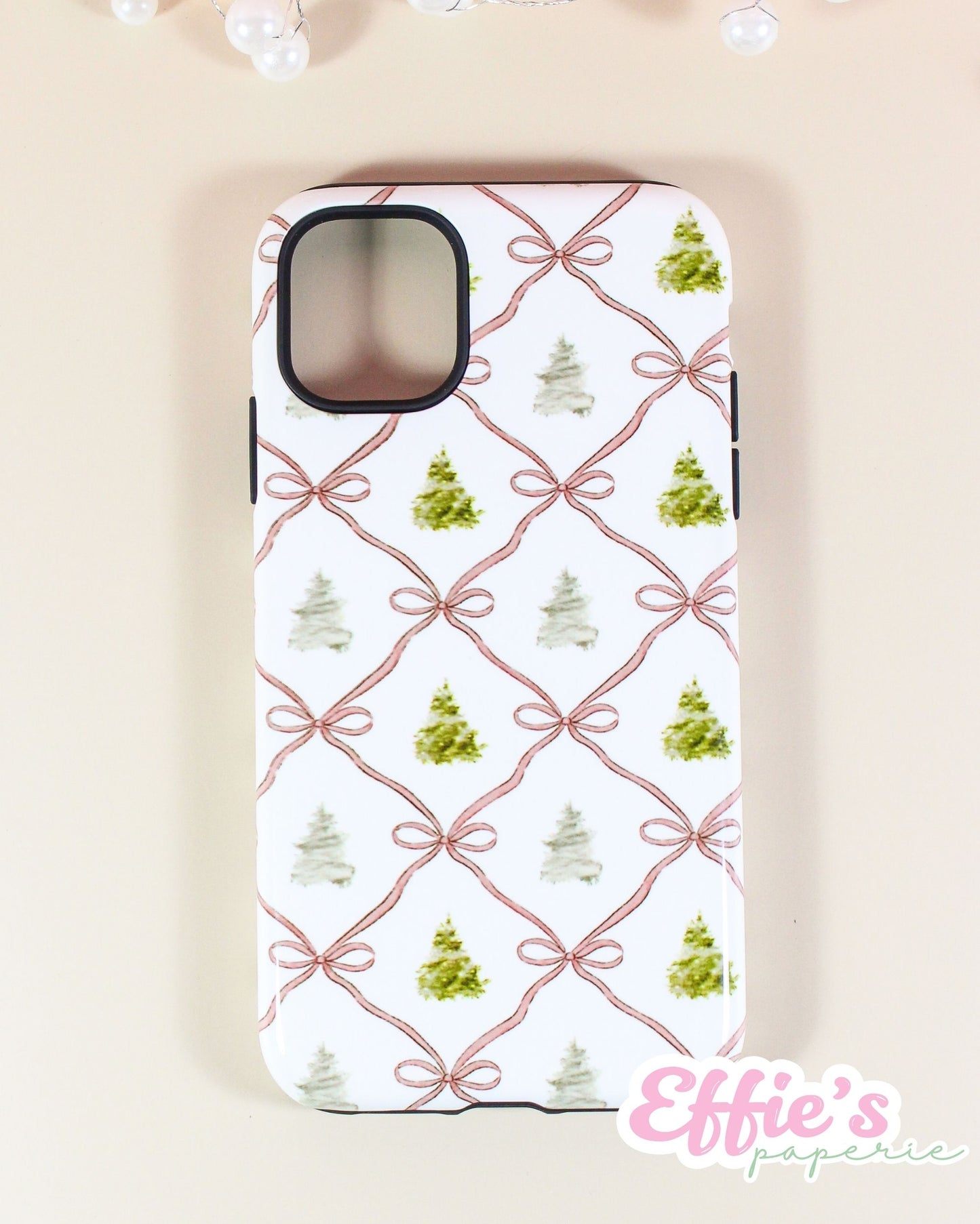 Watercolor Christmas Tree & Ribbon IPhone Case
