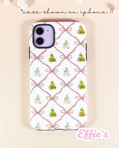 Watercolor Christmas Tree & Ribbon IPhone Case