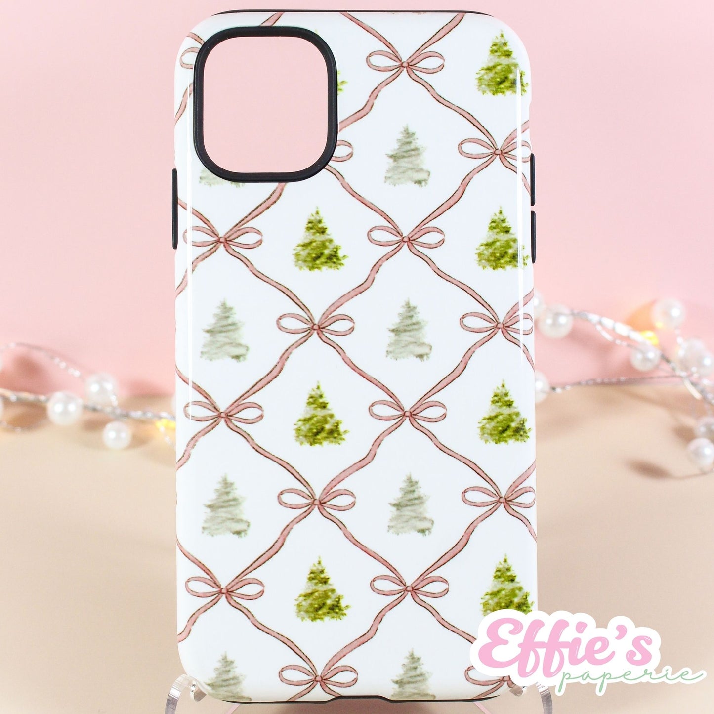 Watercolor Christmas Tree & Ribbon IPhone Case