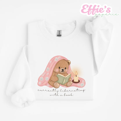 Cozy Bear Currently Hibernating with a Book Crewneck Sweatshirt
