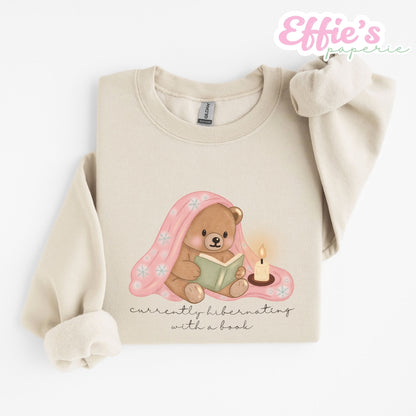 Cozy Bear Currently Hibernating with a Book Crewneck Sweatshirt
