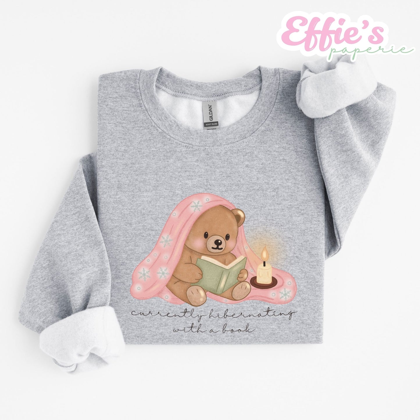 Cozy Bear Currently Hibernating with a Book Crewneck Sweatshirt