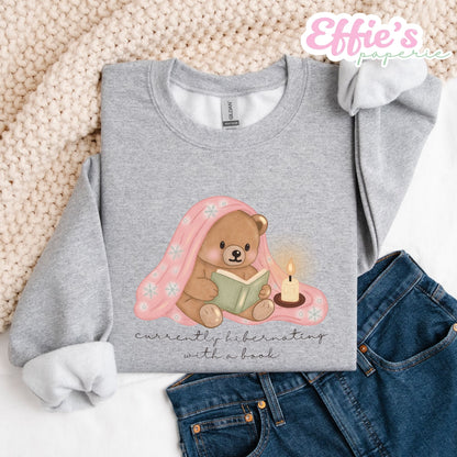 Cozy Bear Currently Hibernating with a Book Crewneck Sweatshirt