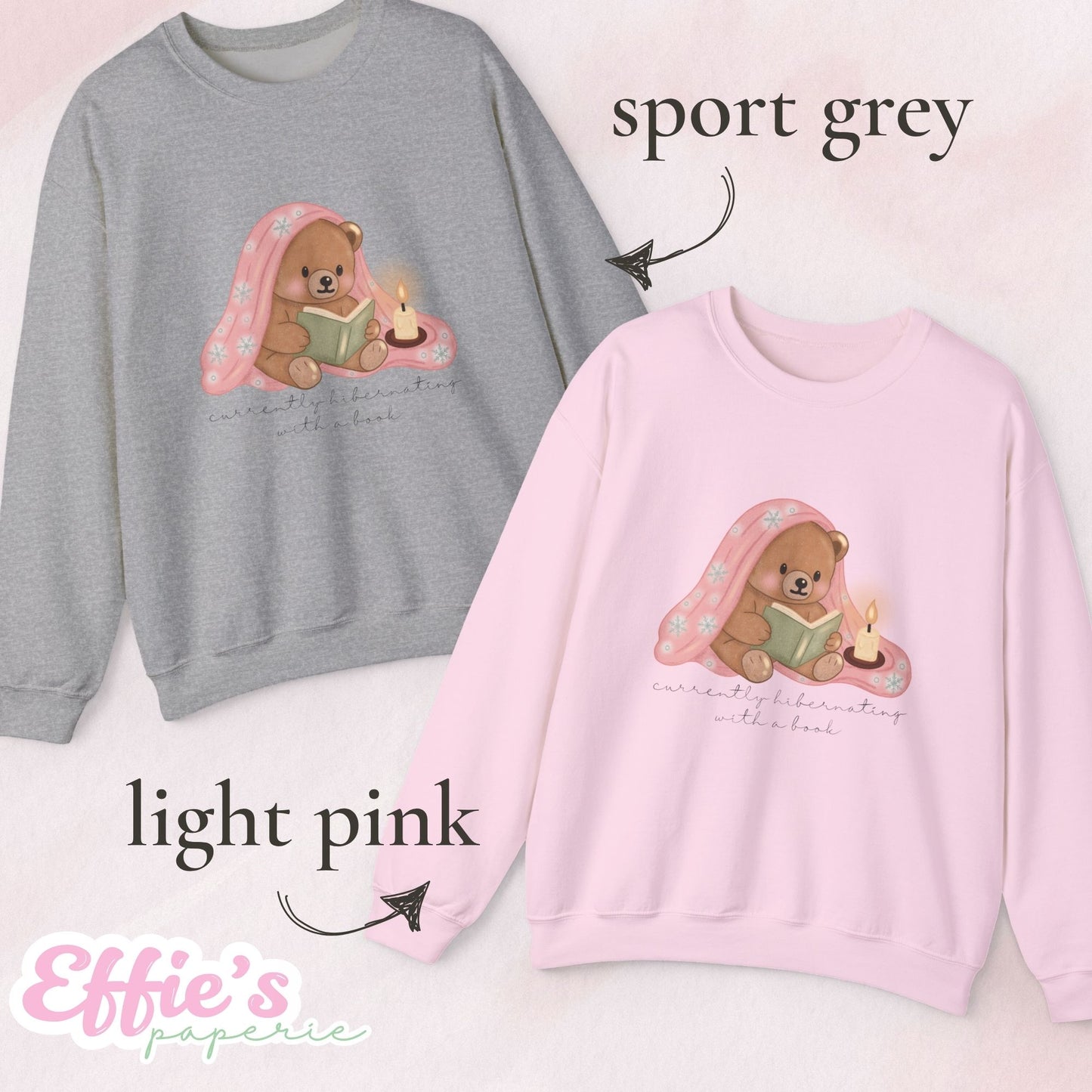 Cozy Bear Currently Hibernating with a Book Crewneck Sweatshirt