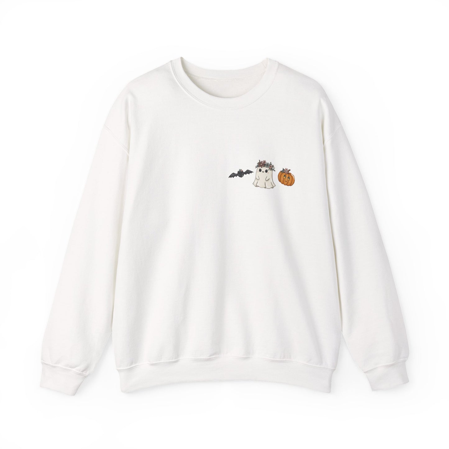 Whimsical Ghost & Pumpkin Crewneck Sweatshirt