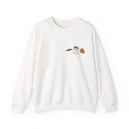 Whimsical Ghost & Pumpkin Crewneck Sweatshirt