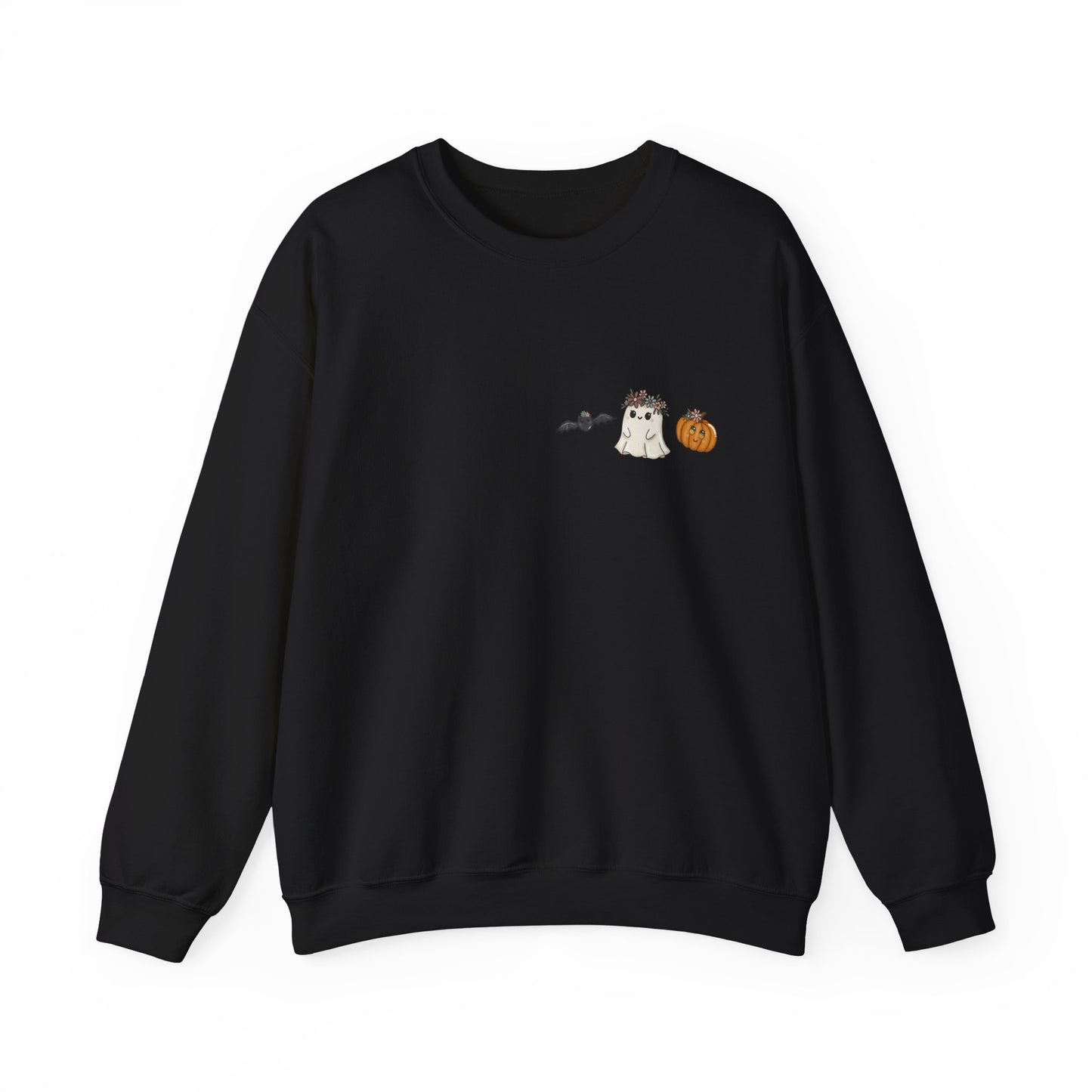 Whimsical Ghost & Pumpkin Crewneck Sweatshirt