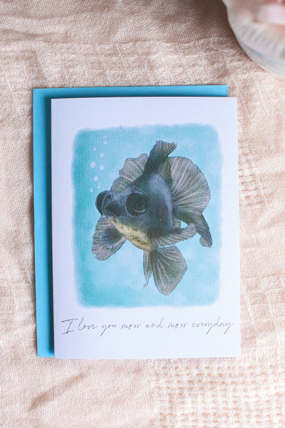 Black Moor Goldfish Love Card