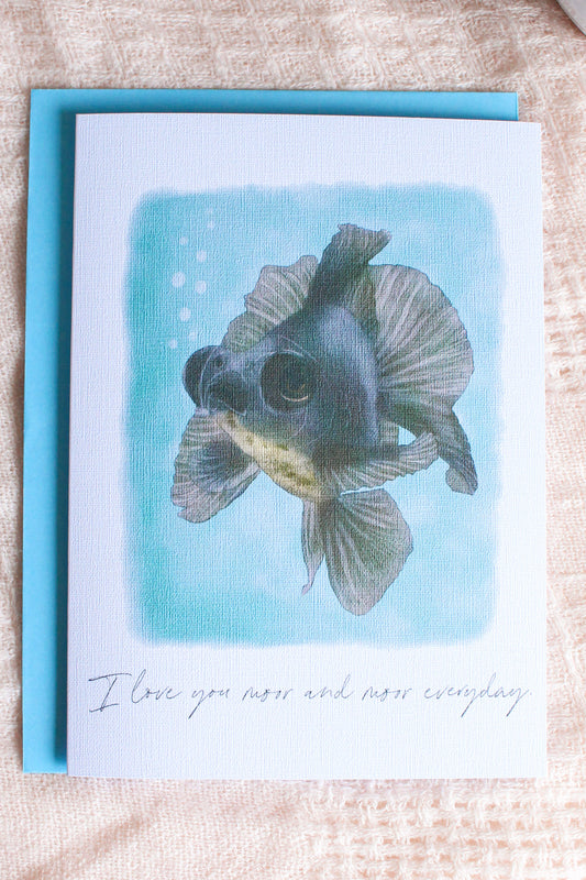 Black Moor Goldfish Love Card