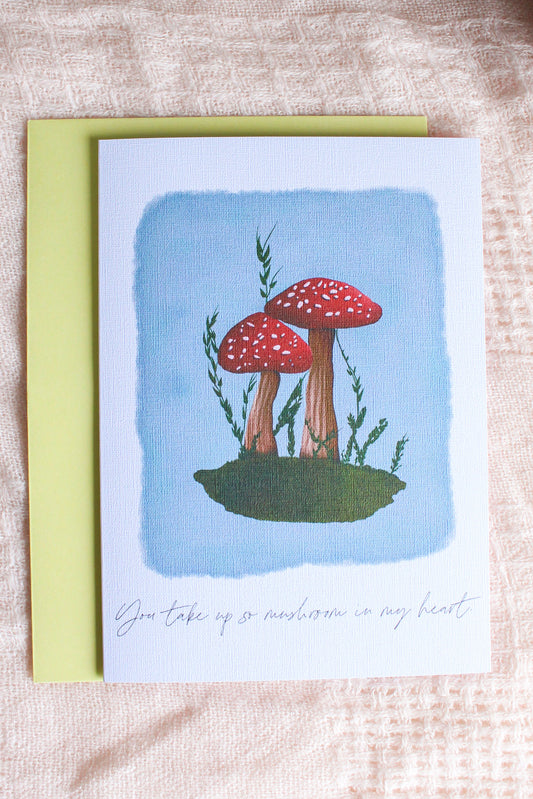 Mushroom Love Card - Blue