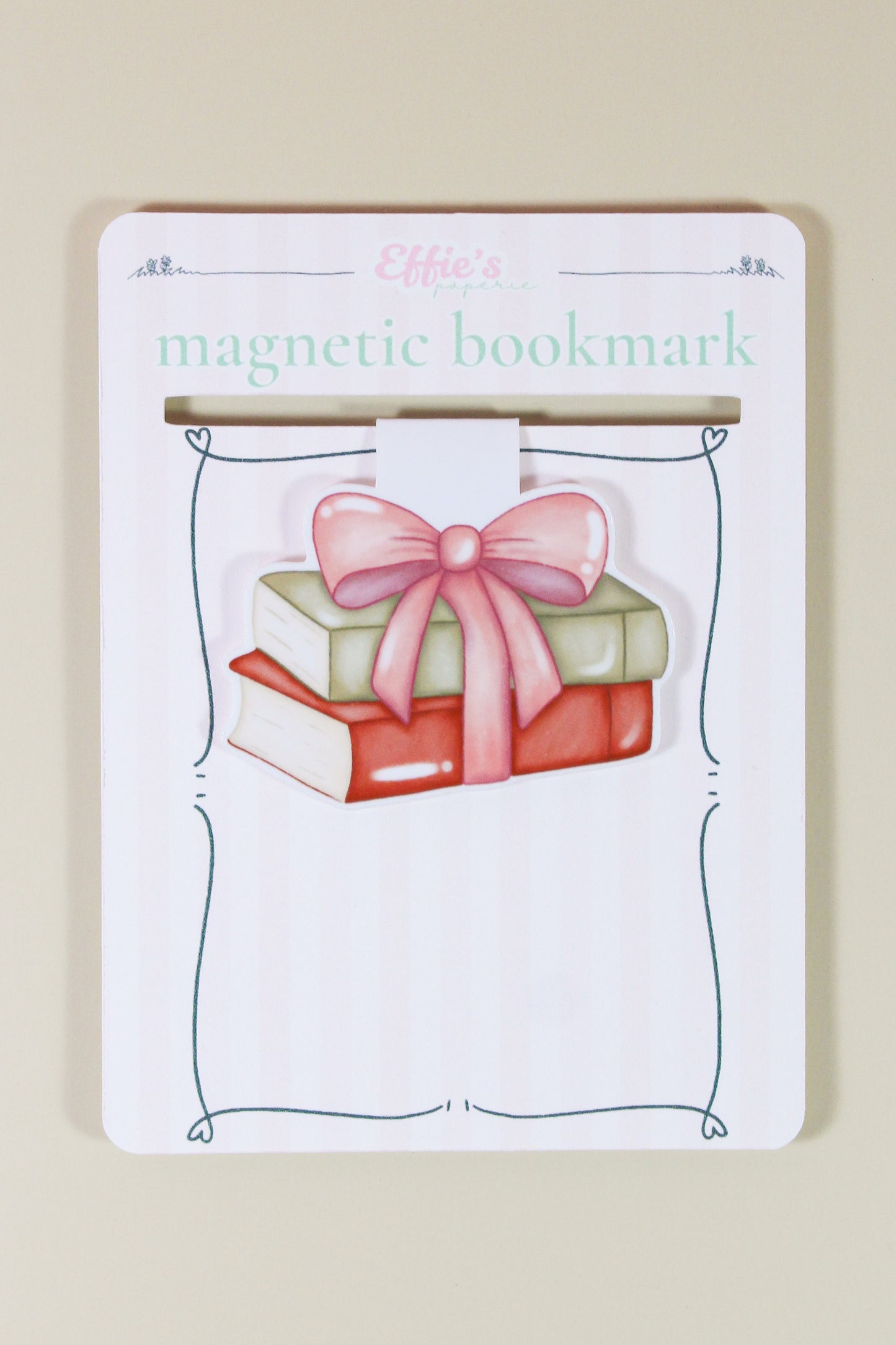 Pink Bow Book Stack Magnetic Bookmark