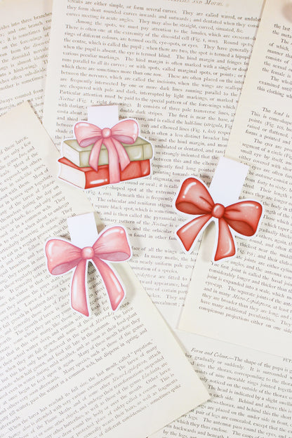 Pink Bow Book Stack Magnetic Bookmark