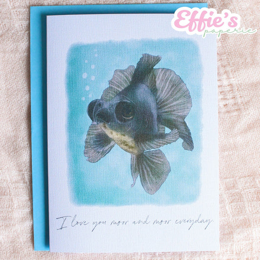 Black Moor Goldfish Love Card