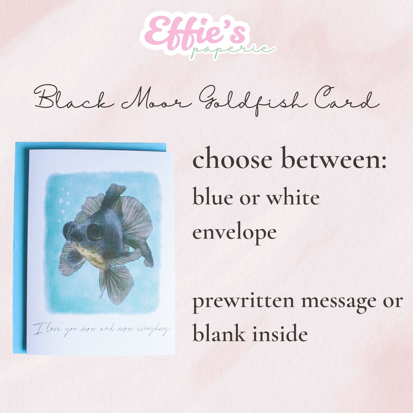 Black Moor Goldfish Love Card
