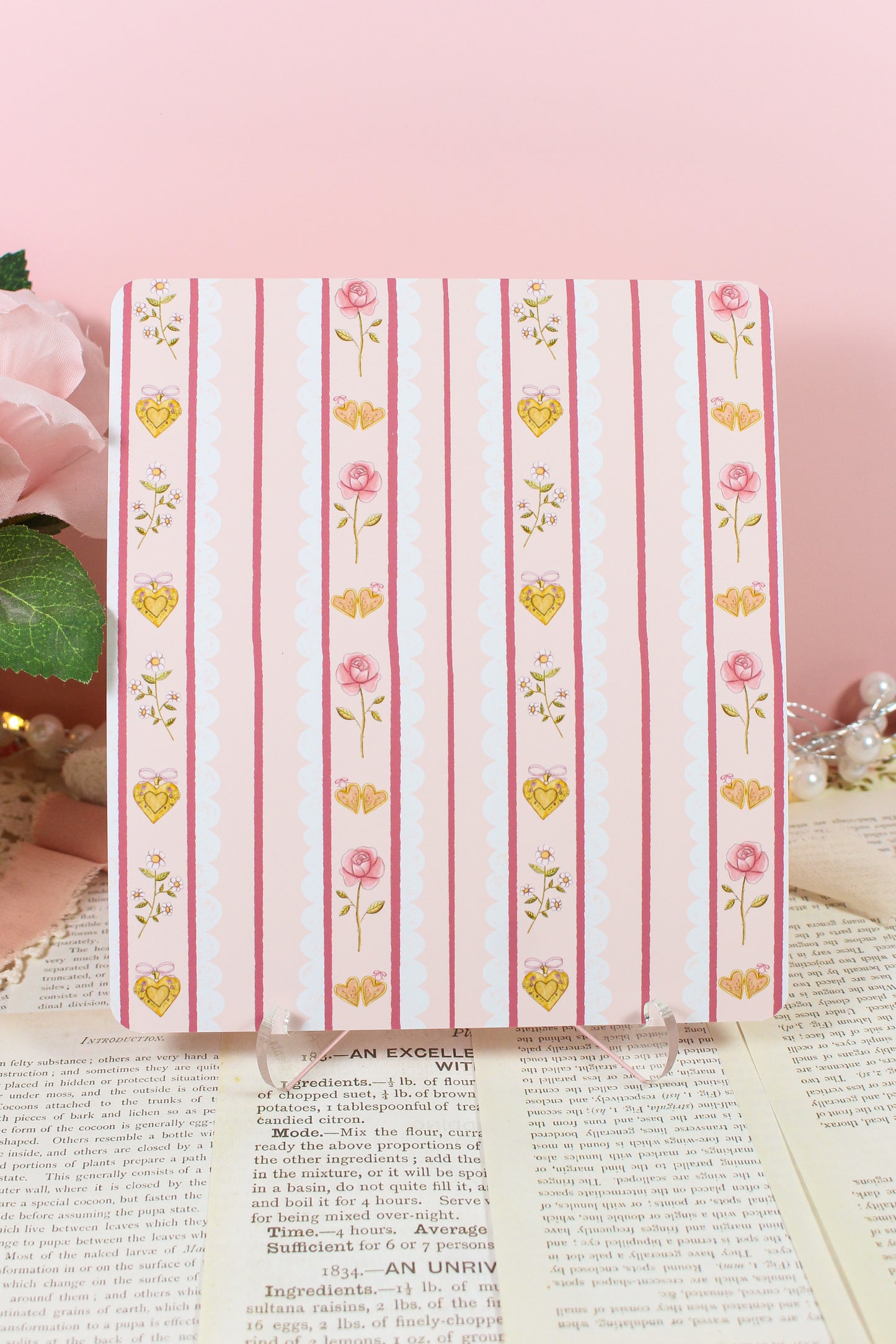 Coquette Stripe Roses & Lockets Kindle Case Insert