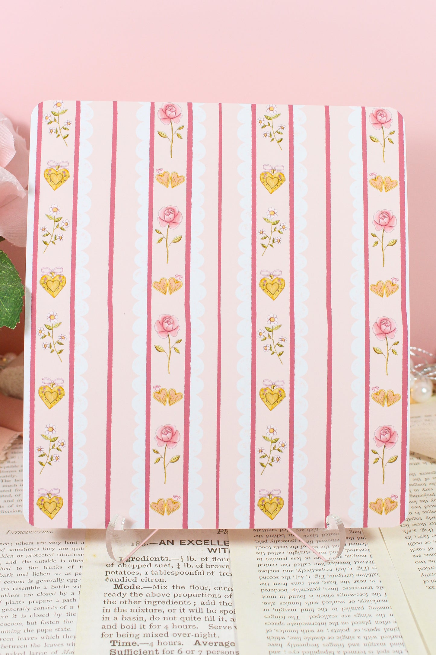 Coquette Stripe Roses & Lockets Kindle Case Insert