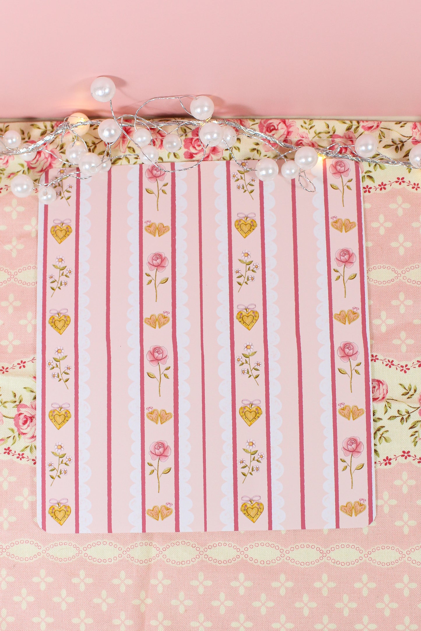Coquette Stripe Roses & Lockets Kindle Case Insert