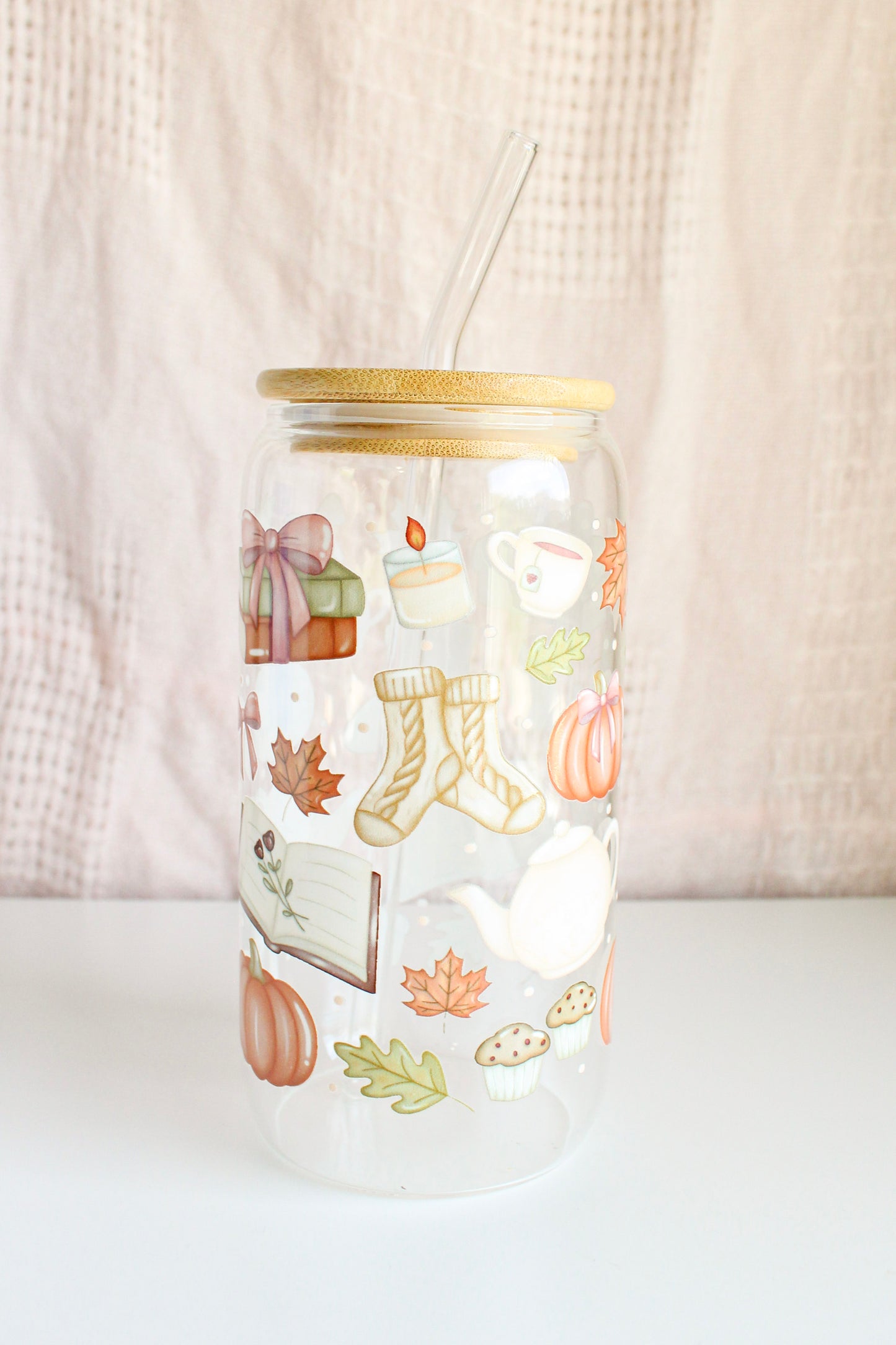 Cozy Fall Glass Cup