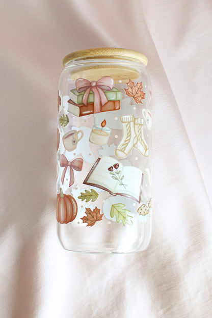 Cozy Fall Glass Cup