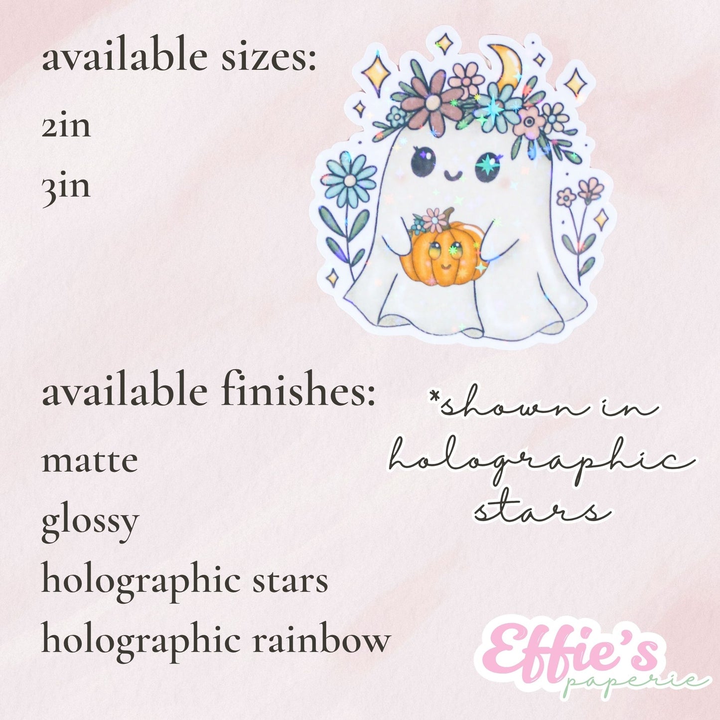 Floral Ghost & Pumpkin Sticker