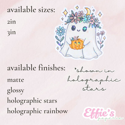 Floral Ghost & Pumpkin Sticker