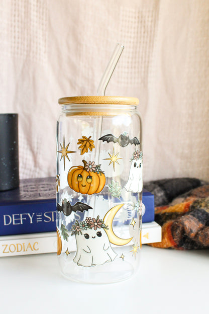 Floral Ghost Glass Cup