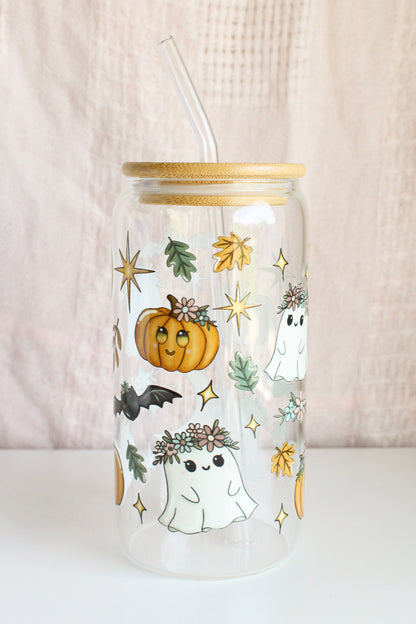 Floral Ghost Glass Cup