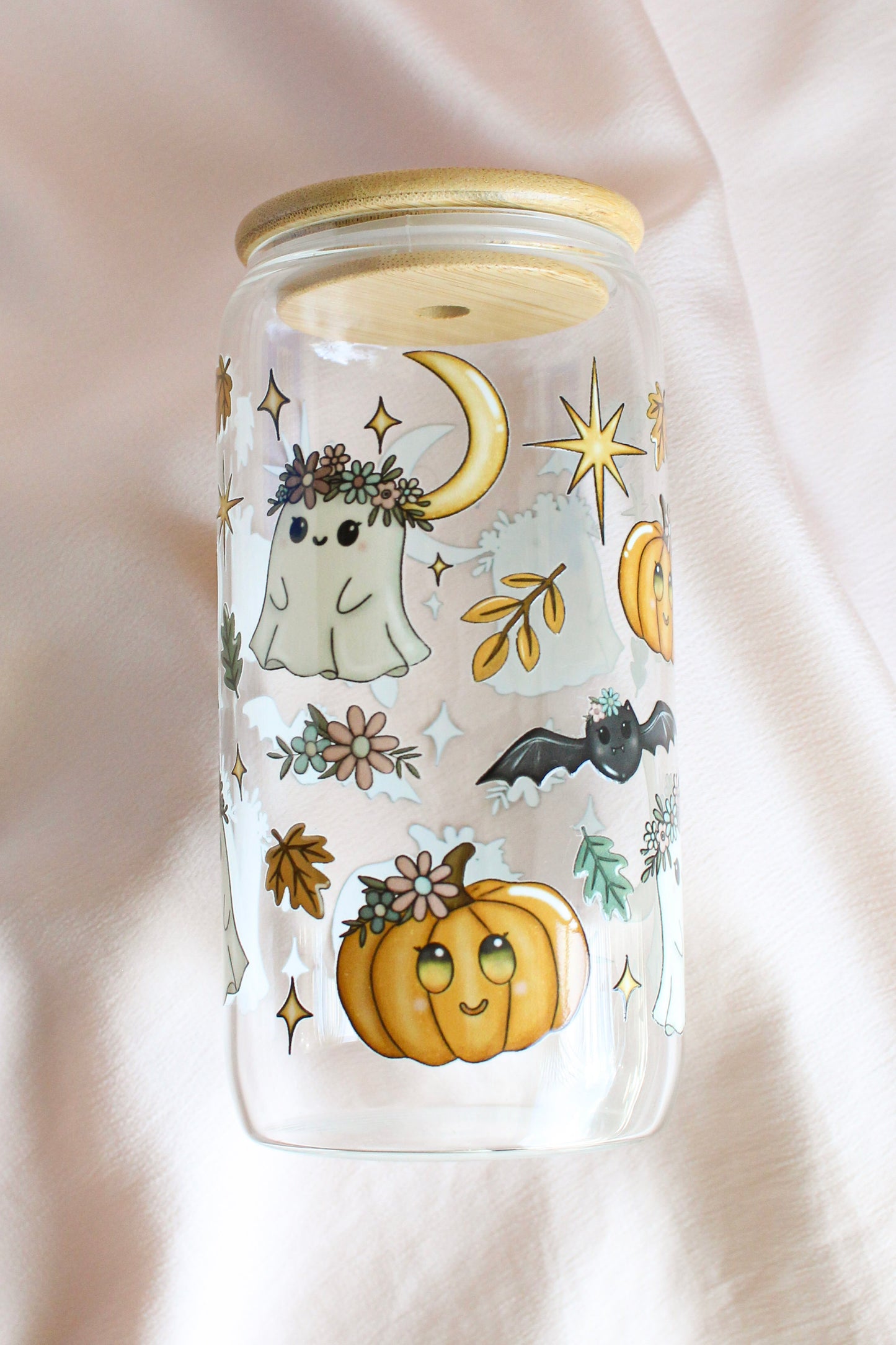 Floral Ghost Glass Cup