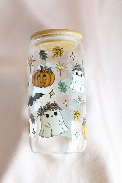Floral Ghost Glass Cup