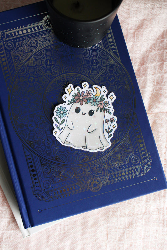 Moonlit Floral Ghost Sticker
