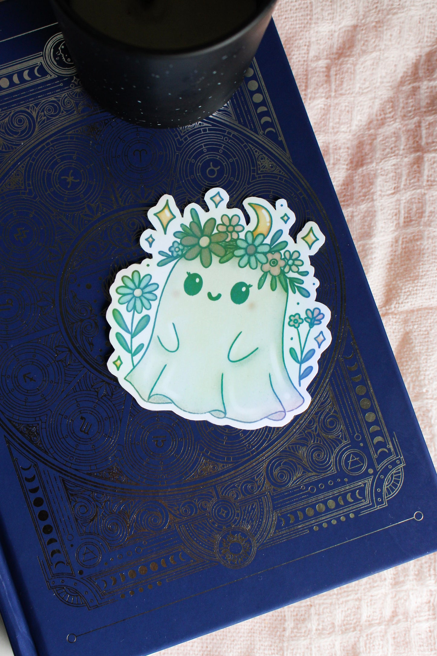 Moonlit Floral Ghost Sticker