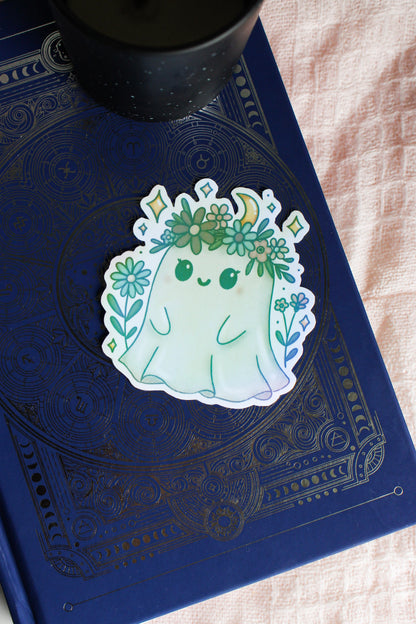 Moonlit Floral Ghost Sticker