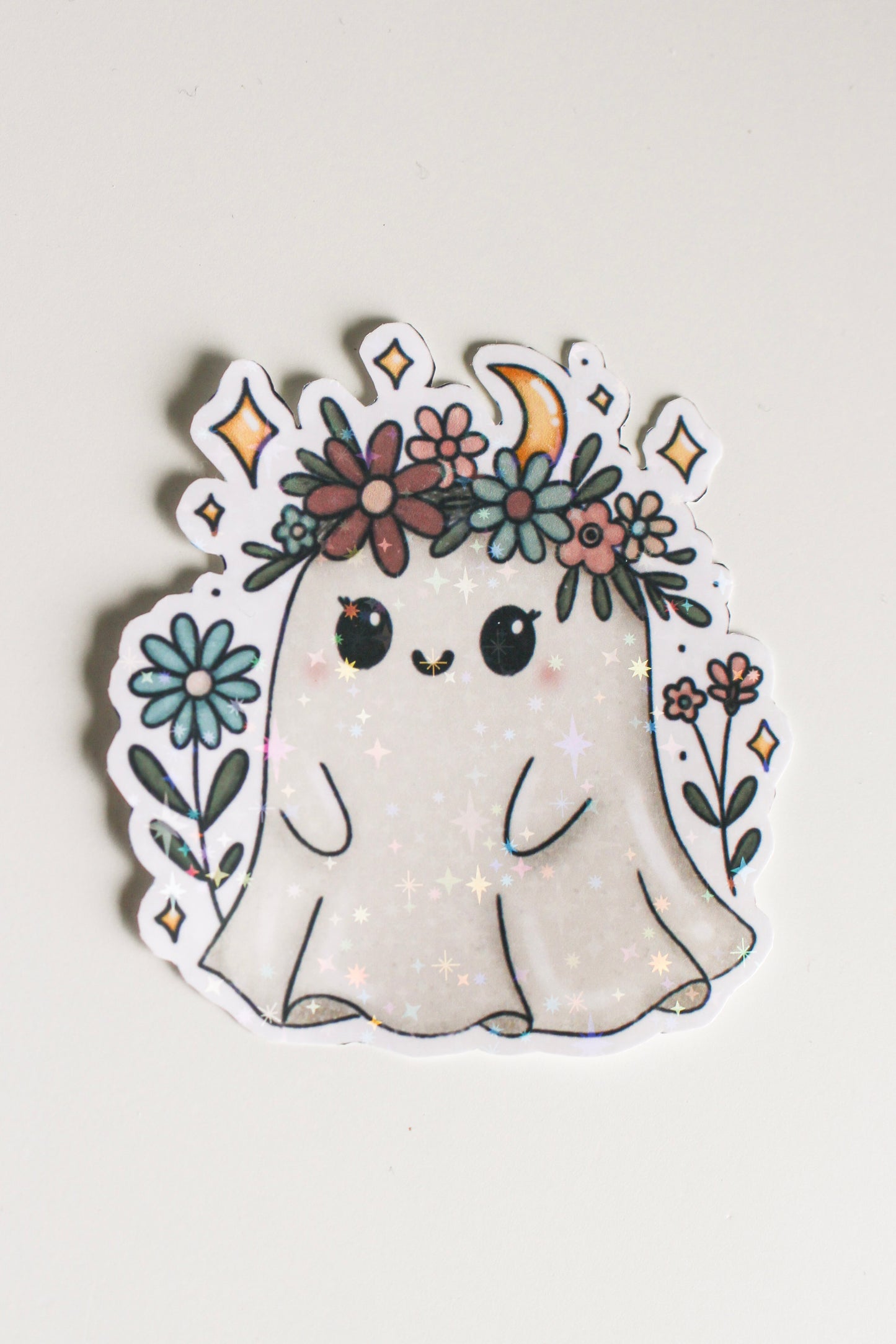 Moonlit Floral Ghost Sticker