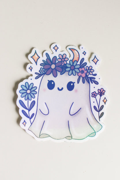 Moonlit Floral Ghost Sticker
