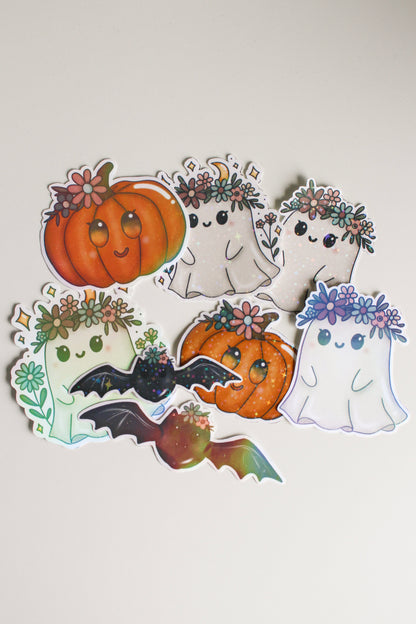 Moonlit Floral Ghost Sticker